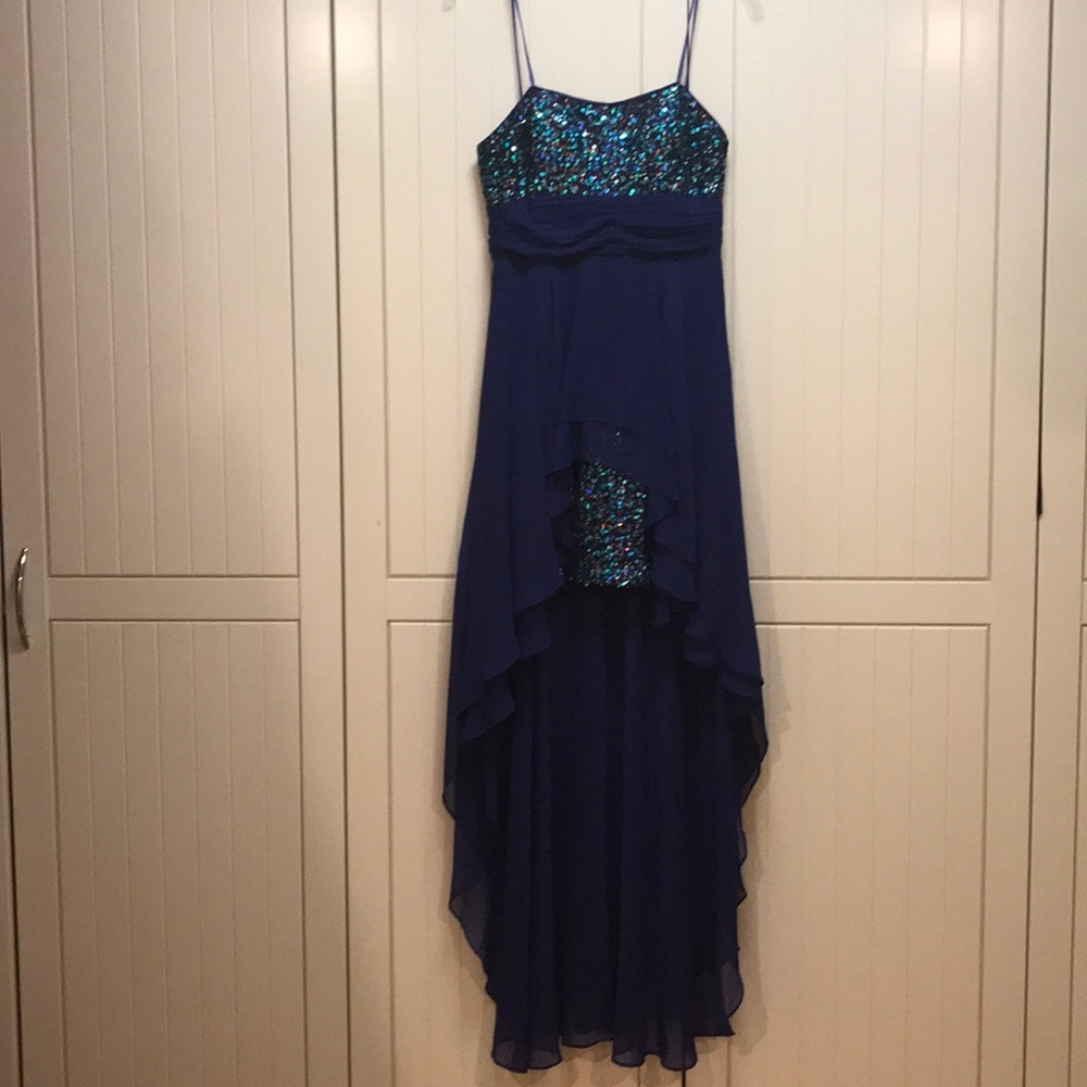 Dress purple with sequined under skirt, worn once
